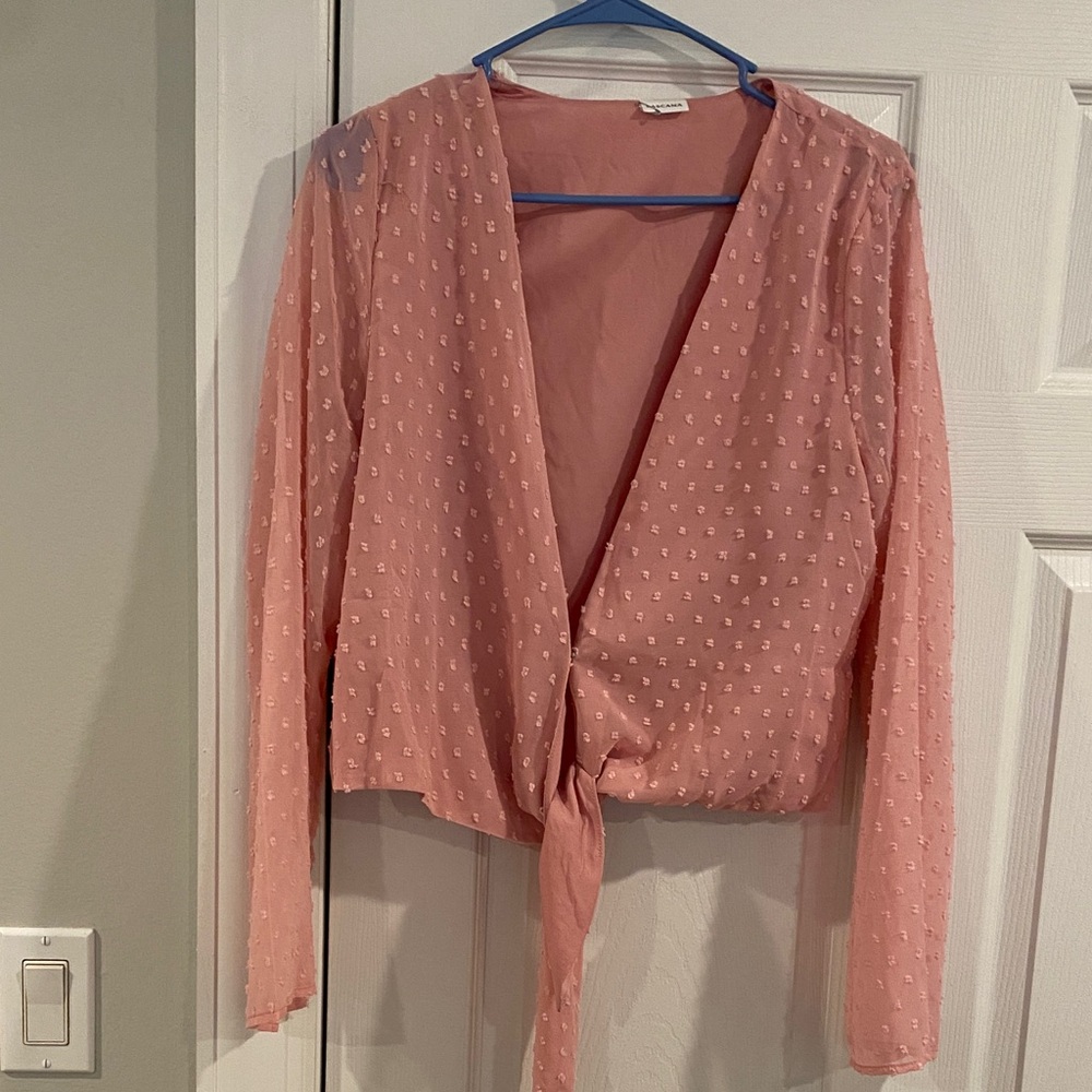 Chic Pink Tie-Front Blouse